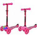 Трехколесный самокат Y-Scoo RT Trio Diamond 120 Kaleidoscope со светящейся платформой (Pink) — Фото