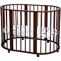 Овальная детская кроватка Nastella Baby Molly 7 в 1 без маятника (Шоколад) — Фото