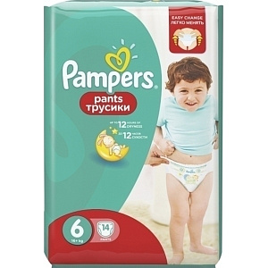 Подгузники-трусики Pampers 6, 16 кг+, 14 штук