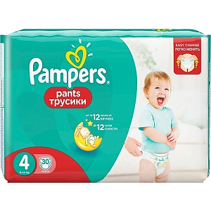 Подгузники-трусики Pampers 4, 9-14 кг, 30 штук