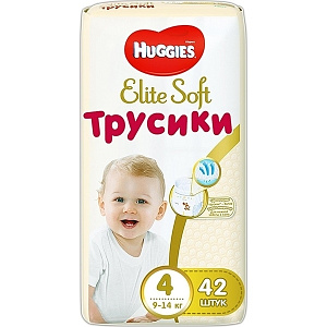 Детские трусики-подгузники Huggies Elite Soft 4, 9-14 кг, 42 штуки