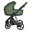 Детская коляска Roan Sol Lux 2 в 1 на серебряной раме (RSL/3036 Boho Green/Nikiel/коричневая ручка
						
					) — Фото