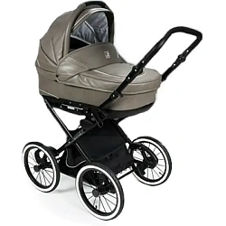 Детская коляска Jedo Memo Bartatina Elegance Alu Plus EX 2 в 1, эко-кожа, амортизация на ремнях, черное шасси