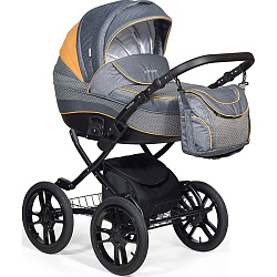 Детская коляска Indigo 18 Special Plus 14" 2 в 1, ткань + эко-кожа