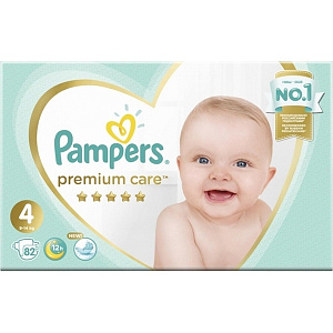Детские подгузники Pampers Premium Care 4, 9-14 кг, 82 штуки