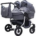Детская коляска для двойни BartPlast Fenix Duo Prime 2 в 1 (01 Темно-Синий
						
					) — Фото