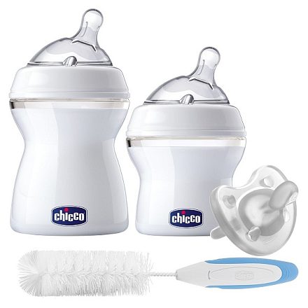 Набор бутылочек Chicco Natural Feeling (1x150 мл,1x250 мл, пустышка, ёршик) арт. 310206013