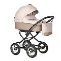 Детская коляска Indigo Barbara Classic 2021 2 в 1 на черной раме (Ba 08 бежевый
						
					) — Фото