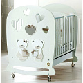 Детская кроватка Baby Expert Bon Bon, колесо + качалка (Белый - Серый) — Фото