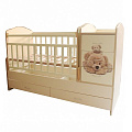 Детская кровать-трансформер Папа Карло Мишки (поперечный маятник) (Ваниль
						
					) — Фото