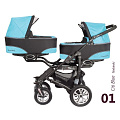 Детская коляска для двойни BabyActive Twinny 2 в 1 (01 Citi Blue
						
					) — Фото