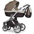 Детская коляска Caretto Royal 2 в 1, ткань+эко-кожа (Ro 01 (бежевый+коричневый+светло-бежевая кожа)
						
					) — Фото