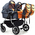 Детская коляска для двойни Tako Duo Jumper Classic 2 в 1 (Графит+Оранжевый
						
					) — Фото