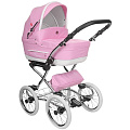 Детская коляска Tutek Turran Silver 2 в 1, 100% эко-кожа (TSECO PINK (Розовый) 
						
					) — Фото