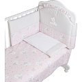 Комплект в кроватку Italbaby Baby Glitter, 5 предметов (розовый) — Фото