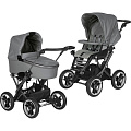 Детская коляска Teutonia Mistral Primus V4 Graphite 2 в 1 WHL3 HB, ручной тормоз (Slate
						
					) — Фото