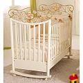 Детская кроватка Baby Expert Ceramics Perla (Крем с золотистым декором) — Фото