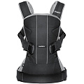 Многофункциональный рюкзак-кенгуру BabyBjorn One Cotton для ношения ребёнка на груди и на спине (Черный/Серый) — Фото