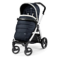 Детская прогулочная коляска Peg-Perego Book S Plus Pop-Up, шасси White (Luxe Blue
						
					) — Фото