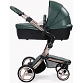 Детская коляска Mima Xari Flair 3G 2 в 1, кожа, шасси Rose Gold (British Green
						
					) — Фото