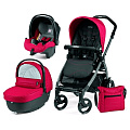Детская коляска Peg-Perego Book Plus Sportivo 3 в 1, шасси Jet (Bloom Red
						
					) — Фото