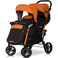Детская прогулочная коляска для близнецов и погодок easyGo Fusion Duo (Electric Orange
						
					) — Фото