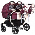 Детская коляска для двойни Tako Duo Jumper Classic 3 в 1 (Бордовый+Бежевый
						
					) — Фото