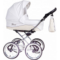 Детская коляска Nastella Luxe Eco 2 в 1, эко-кожа, шасси White (White
						
					) — Фото