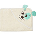 Детское полотенце с капюшоном Twinklbaby Fun Dry Собачки (Светло-бежевый с зелеными ушками 1788) — Фото