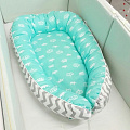 Гнёздышко для малыша  ByTwinz  "Babynest" (Короны мятные) — Фото