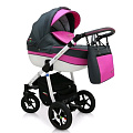 Детская коляска Verdi Pepe Eco Plus 3 в 1, ткань+эко-кожа (25 Magenta
						
					) — Фото