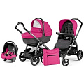 Детская коляска Peg-Perego Book Plus Sportivo 3 в 1, шасси Jet (Bloom Pink
						
					) — Фото