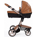 Детская коляска Mima Xari Flair 3G 2 в 1, кожа, шасси Rose Gold (Camel
						
					) — Фото