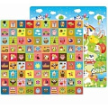 Двусторонний развивающий коврик Mambobaby 200 х 180 х 1см, арт. 016ТМ (Совята + Фруктовый Парк) — Фото