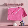 Kidboo Комплект для купания: полотенце с уголком+варежка 75х75 см (Lovely Birds Pink) — Фото