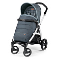 Детская прогулочная коляска Peg-Perego Book S Plus Pop-Up, шасси White (Blue Denim
						
					) — Фото
