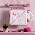 Kidboo Комплект для купания: полотенце с уголком+варежка 75х75 см (Little Rabbit pink) — Фото