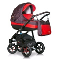 Детская коляска Verdi Pepe Eco Plus 3 в 1, ткань+эко-кожа (02 Red Dots
						
					) — Фото