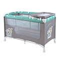 Детский манеж-кровать Lorelli Nanny 2 (Серо-зеленый/ Grey&Green Friends 1704) — Фото