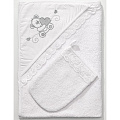 Детское полотенце-уголок + варежка Funnababy Lovely Bear 90 х 90 см (White) — Фото