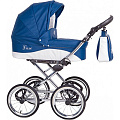 Детская коляска Nastella Luxe Eco 2 в 1, эко-кожа, шасси White (Blue
						
					) — Фото