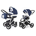 Детская коляска Esspero Newborn Lux 2 в 1, шасси White (Navy Lux
						
					) — Фото