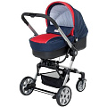 Детская коляска Foppapedretti SuperTres Travel System 3 в 1 (Jeans/Rosso
						
					) — Фото