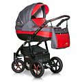 Детская коляска Verdi Pepe Eco Plus 3 в 1, ткань+эко-кожа (09 Red
						
					) — Фото