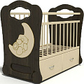 Детская кроватка Baby Elite Мишка на Луне поперечный маятник (Венге/Слоновая кость) — Фото