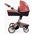 Детская коляска Mima Xari Flair 3G 2 в 1, кожа, шасси Rose Gold (Sicilian Red
						
					) — Фото