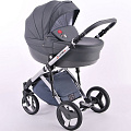 Детская коляска Lonex Comfort Special Ecco 2 в 1, эко-кожа (Graphite & applic
						
					) — Фото