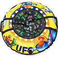 Надувные санки-ватрушка-тюбинг Cosmic Zoo UFO (желтый-капитан клюква) — Фото