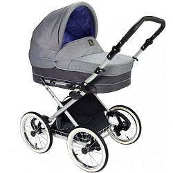 Детская коляска Jedo Classic Bartatina Elegance Alu Plus 2 в 1, ткань, амортизация на ремнях, черное шасси
