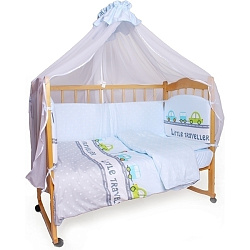 Комплект постельного белья в кроватку AmaroBaby Little Traveler, 7 предметов, сатин
